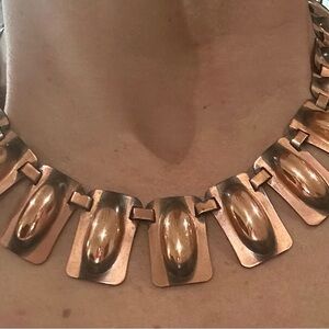 Vintage Copper Statement Collar Necklace from Italy-1970s